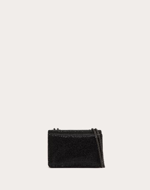 sikkerhed komprimeret roman One Stud Small Bag With Chain And Rhinestone Embroidery for Woman in Black  | Valentino US
