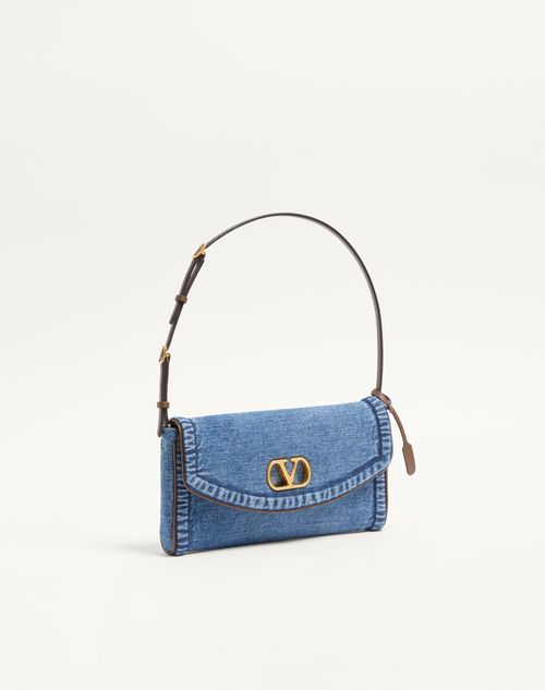Valentino Garavani - Valentino Garavani Devain Small Denim Shoulder Bag - Denim - Woman - Shoulder Bags
