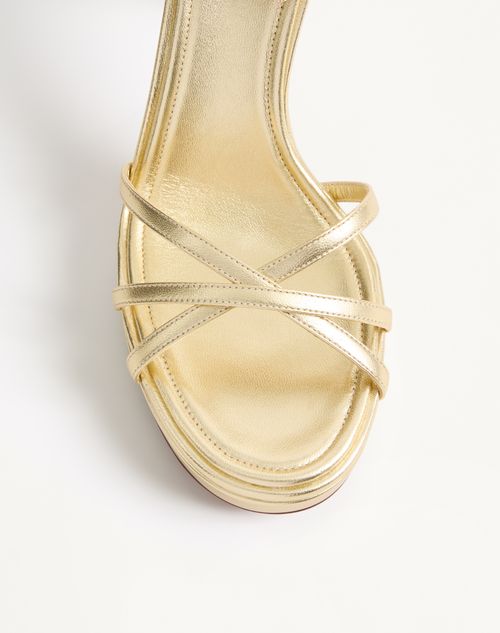 Valentino Garavani - Eveninglam Platform Sandal In Laminated Nappa 120mm - Gold - Woman - Sandals