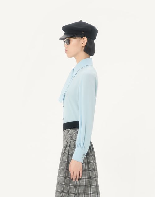 Valentino - Crepe De Chine Shirt - Sky Blue - Woman - Shirts And Tops