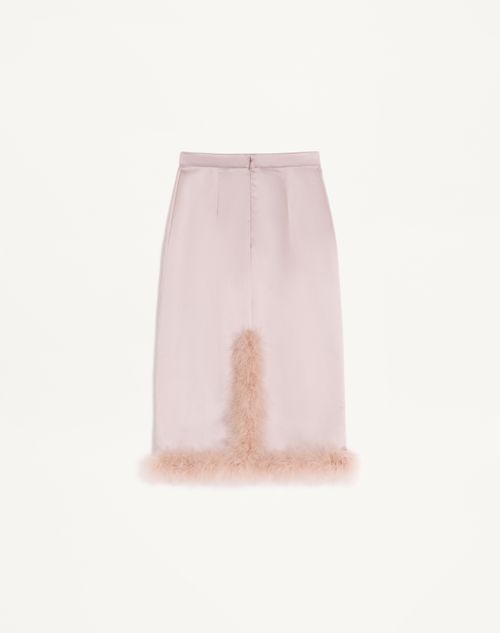 Valentino - Satin Midi Skirt With Feathers - Mauve - Woman - Skirts