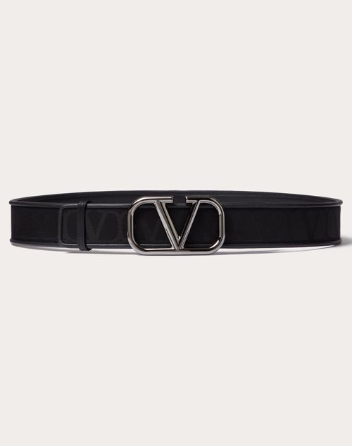 Valentino Garavani - Cintura Toile Iconographe In Tessuto Tecnico Con Dettagli In Pelle - Nero - Uomo - Belts - M Accessories