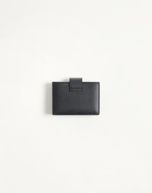 Valentino Garavani - Valentino Garavani Vlogo Signature Cardholder In Grainy Calfskin - Black - Woman - Wallets And Small Leather Goods