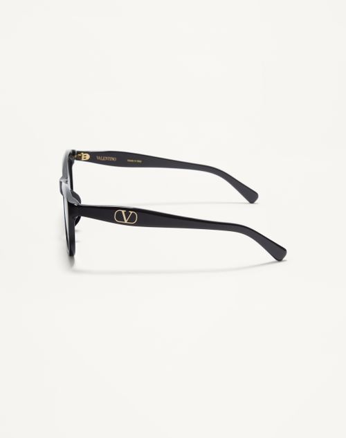 Valentino - Rectangular Acetate Eyewear - Black/gray - Unisex - Eyewear