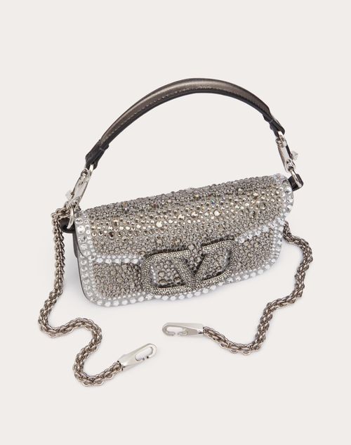 Small Locò Shoulder Bag With Rhinestones for Woman in Crystal/black ...