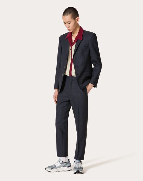 Valentino - Wool Trousers - Navy/black - Man - Trousers And Shorts