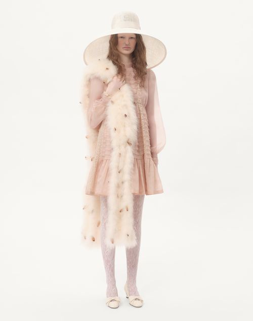 Valentino - Short Organza Dress - Poudre - Woman - Dresses