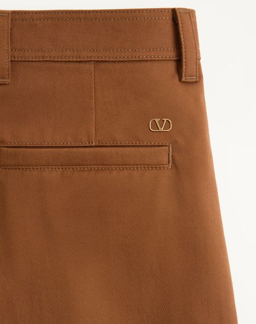 Valentino - Valentino Trousers In Cotton Gabardine - Chocolate - Man - Trousers And Shorts