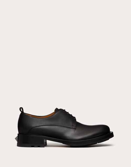 Valentino Garavani - Roman Stud Calfskin Derby - Black - Man - Man Shoes Sale