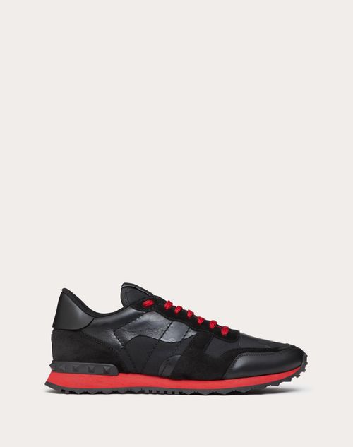 Valentino Garavani - Sneakers Rockrunner Camouflage Noir - Schwarz/rot V. - Mann - Rockrunner - M Shoes