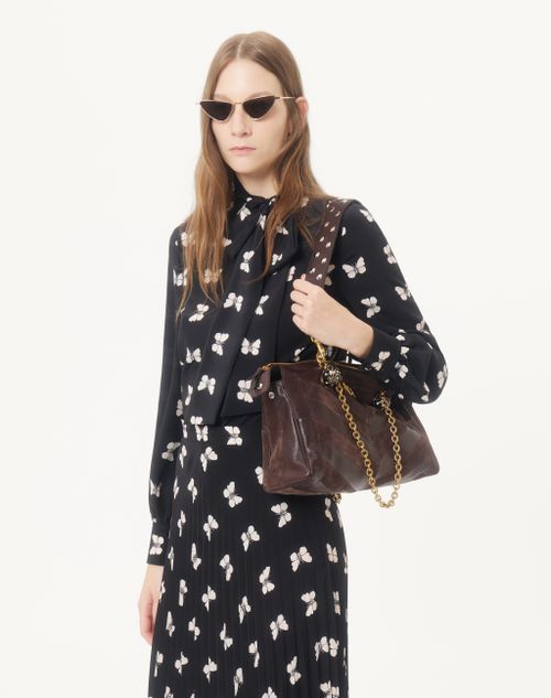 Valentino - Camicia Valentino In Crepe De Chine Stampa Butterflow - Nero/vaniglia - Donna - Camicie E Top