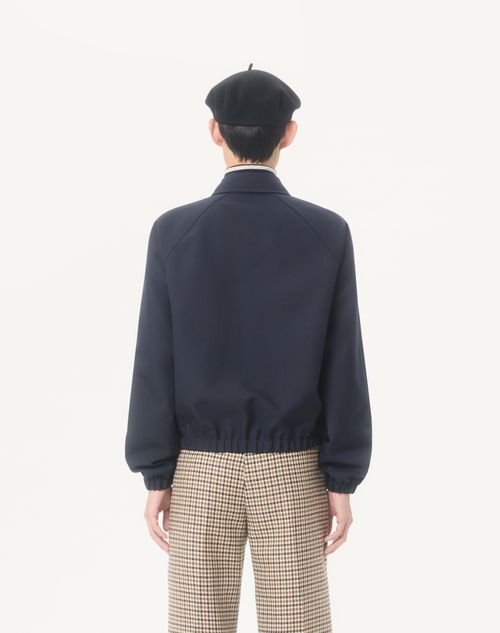 Valentino - Valentino Nylon Bomber With Vgold On Side Pockets - Navy - Man - Outerwear