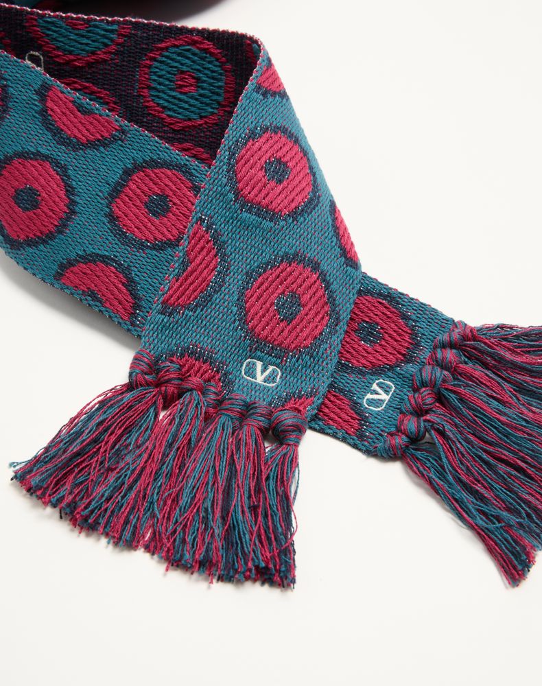 Valentino Garavani Antibes Cotton Scarf With Fringe Man Red/Blue Uni
