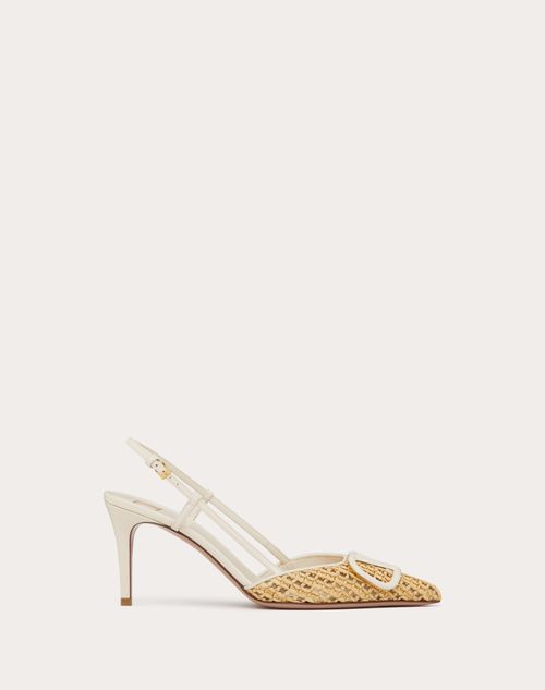 Valentino Garavani - Vlogo Signature Woven Nappa Slingback Pump 80mm - Natural/ivory - Woman - Shoes