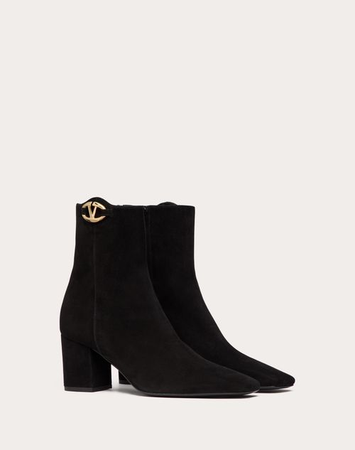 Valentino Garavani - Vlogo The Bold Edition Suede Ankle Boot 70mm - Black - Woman - Boots&booties - Shoes