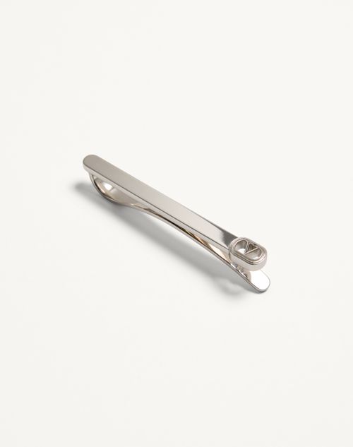 Valentino Garavani - Valentino Garavani Vlogo Signature Metal Tie Clip - Transparent - Man - Jewellery