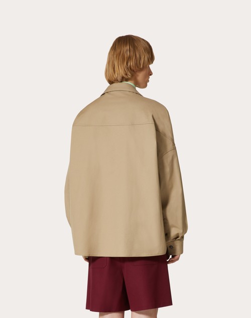 フラワーエンブロイダリー ストレッチコットンキャンバス シャツジャケット for メンズ インチ ベージュ | Valentino JP