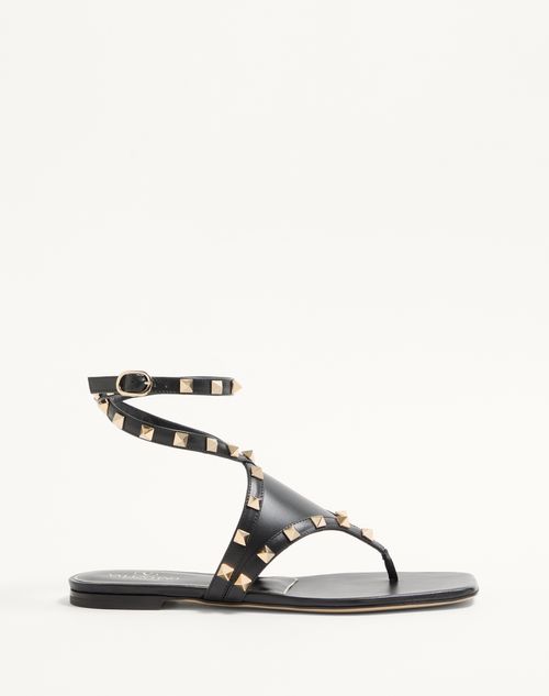 Valentino Garavani - Rockstud Calfskin Thong Sandal - Black - Woman - Woman Sale