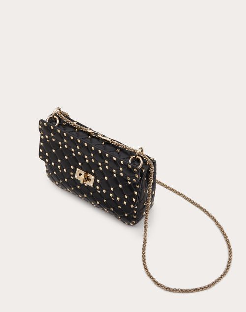 Medium Nappa Rockstud Spike Bag for Woman in Black | Valentino US