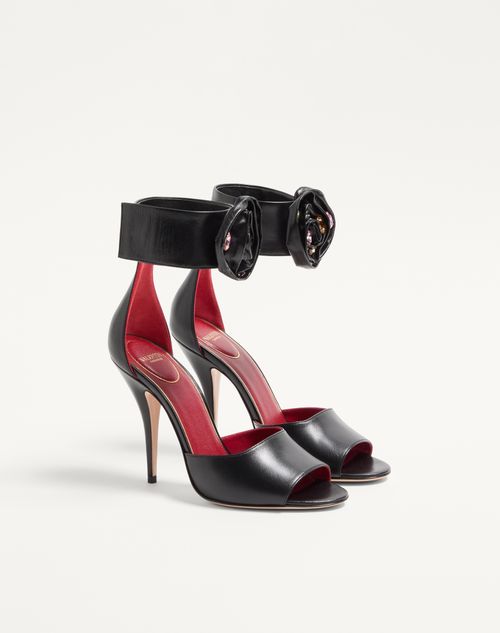 Valentino Garavani - Drip Rose Kidskin Sandal With Crystals 105mm - Black - Woman - Sandals