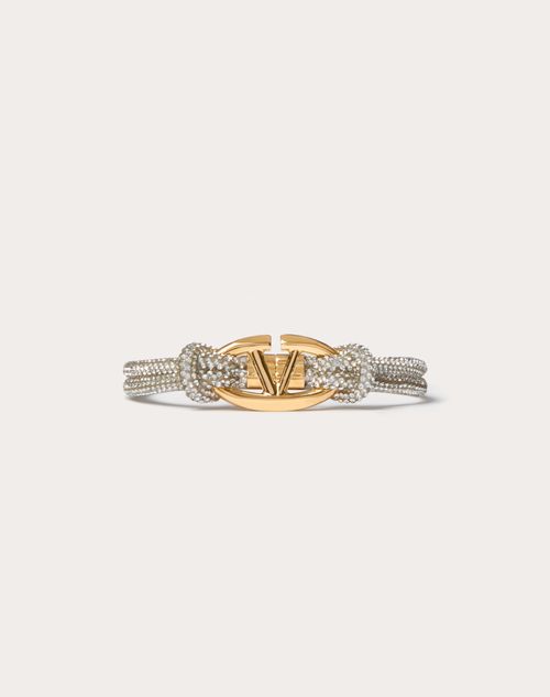 Valentino Garavani - The Bold Edition Vlogo Rope, Rhinestone And Metal Bracelet - Crystal - Woman - Jewelry