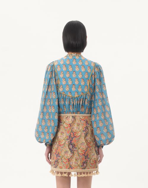 Valentino - Cotton And Lurex Top With Embroidered Petales D'amour Print - Multicolor - Woman - Shirts And Tops