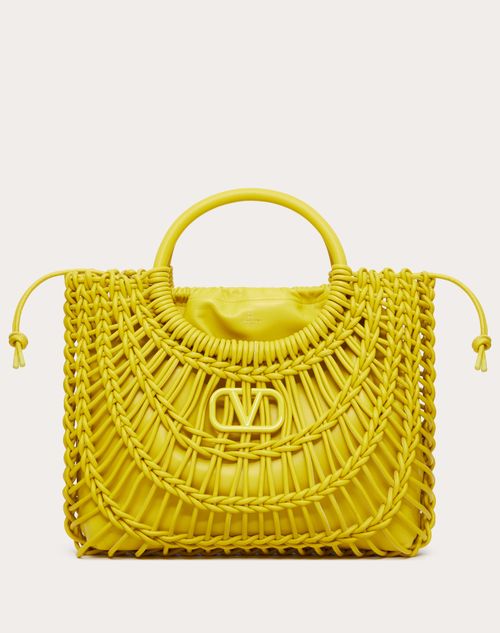 Valentino Garavani - Allknots Shopper Aus Gewebtem Leder - Cedar Yellow - Frau - Shopper