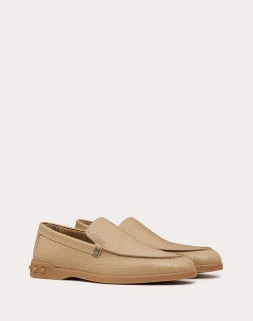 Valentino Garavani - Leisure Flows Slip-on In Grainy Calfskin - Beige - Man - Man Shoes Sale