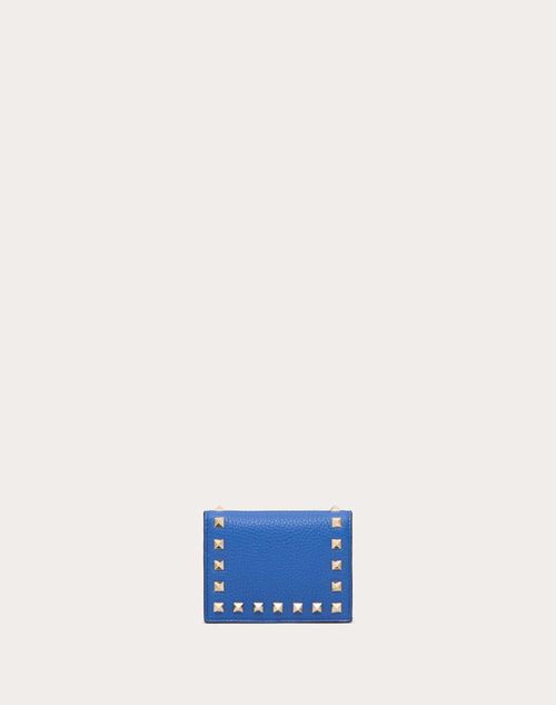 Valentino Garavani - Small Rockstud Grainy Calfskin Wallet - Cobalt - Woman - Wallets And Small Leather Goods