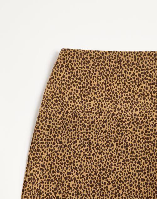Valentino - Crepe De Chine Skirt With Fauve Eclat Micromacula Print - Animal Print - Woman - Skirts