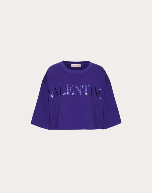 Valentino - Embroidered Jersey T-shirt - Purple - Woman - Tshirts And Sweatshirts