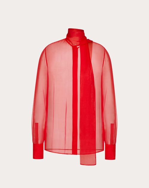 Valentino - Chiffon Blouse - Red - Woman - Shirts & Tops