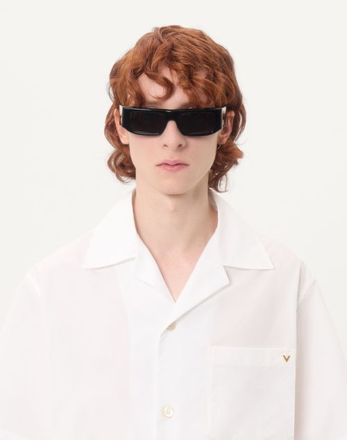 Valentino - Valentino Bowling Shirt In Cotton Poplin With Vgold - White - Man - Gifts For Him