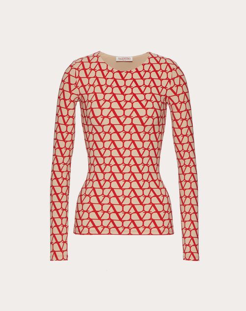Valentino - Toile Iconographe Jersey Top - Beige/red - Woman - T-shirts And Sweatshirts