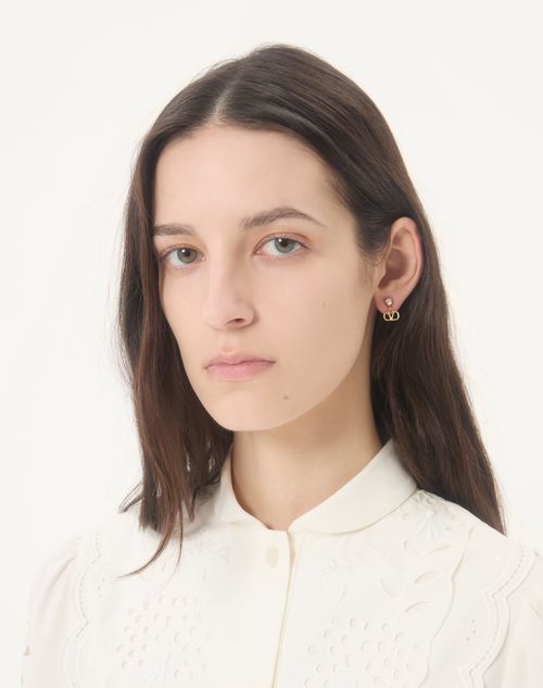 Valentino Garavani - Vlogo Signature Earrings In Metal And Swarovski® Crystals - Gold/crystal - Woman - Gifts For Her