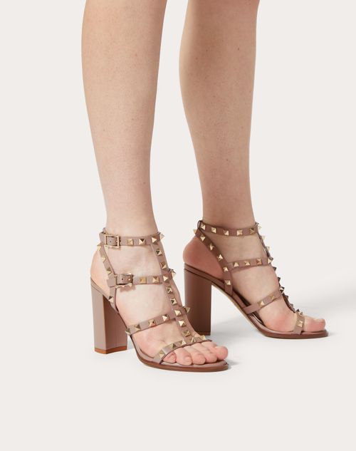 Rockstud Ankle Strap Sandal 90 Mm for Woman in Skin | Valentino