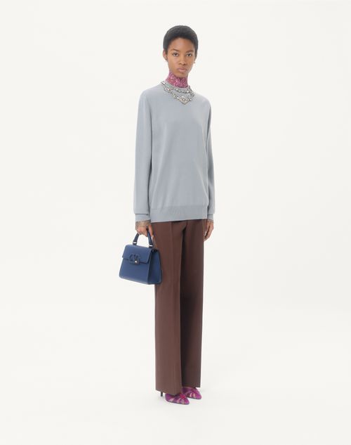 Valentino Garavani - Valentino Garavani Vsling Small Handbag In Grainy Calfskin - Blue - Woman - Top Handle Bags