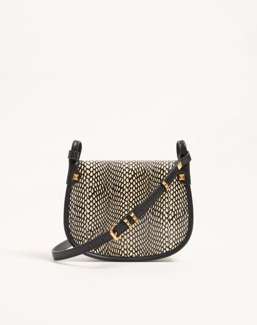 Valentino Garavani - Valentino Garavani Flâneuse Small Cobra Print Elaphe Shoulder Bag - Ivory/black - Woman - Shoulder Bags