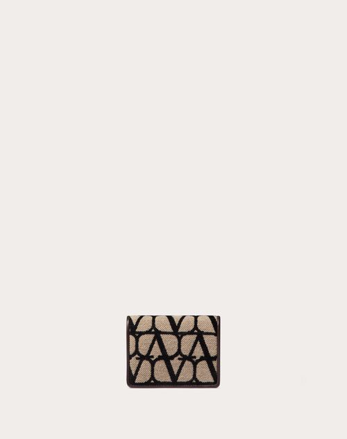 Valentino Garavani - Small Toile Iconographe Wallet - Beige/black - Woman - Wallets And Small Leather Goods