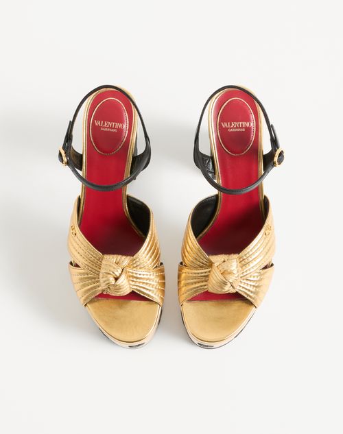 Valentino Garavani - Crasher Platform Sandal With Plus De Pois Embroidery 125mm - Gold/black - Woman - Sandals