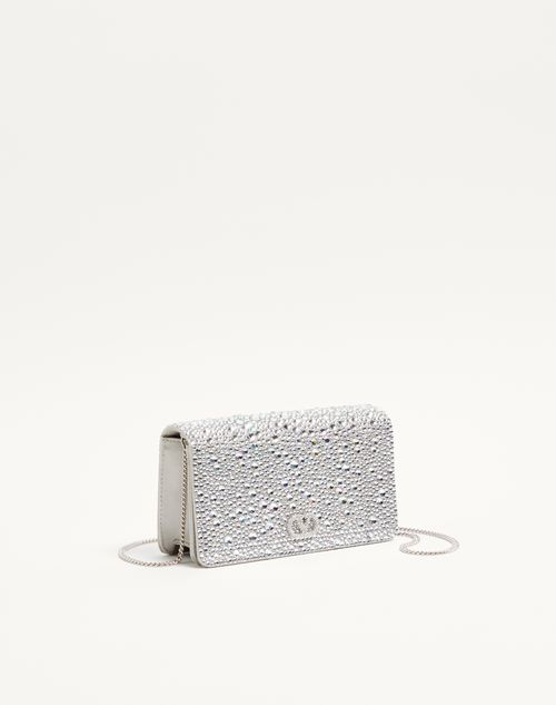 Valentino Garavani - Vlogo Signature Mini Shoulder Bag With Sparkling Embroidery - Crystal - Woman - Wallets & Cardcases - Accessories