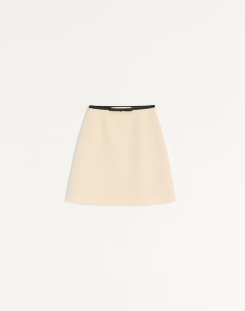 Valentino - Plain Wool Tweed Skirt - Almond/black - Woman - Skirts