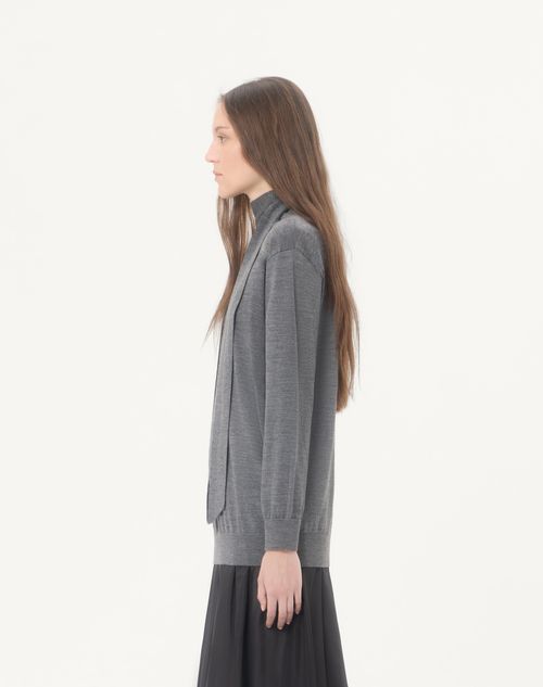 Valentino - Wool Sweater With Scarf - Grey - Woman - Knitwear