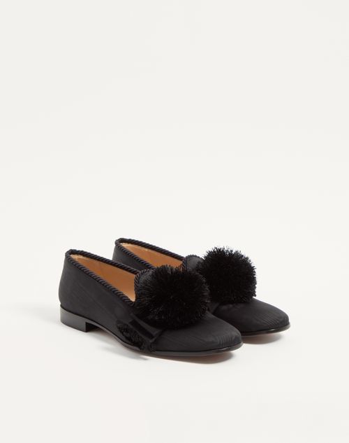 Valentino Garavani - Bowow Moiré Fabric Moccasin - Black - Man - Man