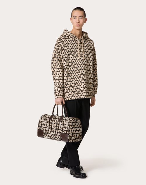 Valentino Garavani - Toile Iconographe Duffle Bag With Leather Detailing - Beige/black - Man - Bags
