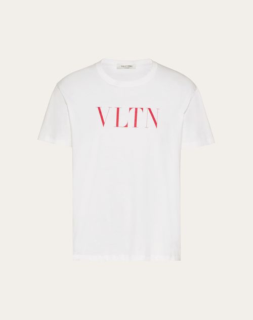 49cm着丈美品●2019年製 VALENTINO ヴァレンティノ Vロゴプリント 半袖Tシャツ/カットソー ブラック×ホワイト M イタリア製 正規品 メンズ