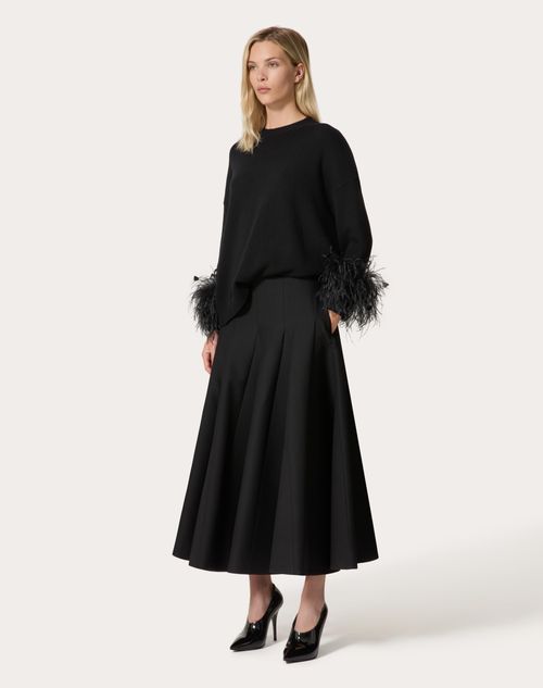 Valentino - Falda Midi De Crepe Couture - Negro - Mujer - Faldas