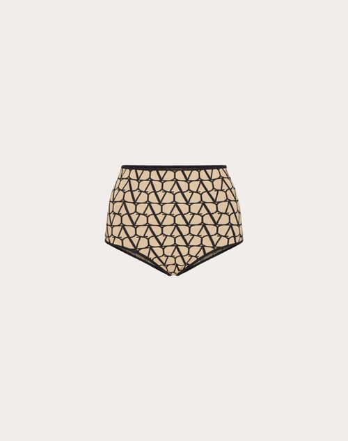 Valentino - Toile Iconographe Viscose Shorts - Beige/black - Woman - All About Logo