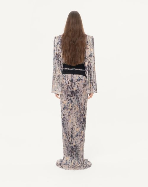 Valentino - Vestido Largo De Pekin Lurex Urbs Mosaïque Con Pliegues - Gris/varios Colores - Mujer - Vestidos De Noche