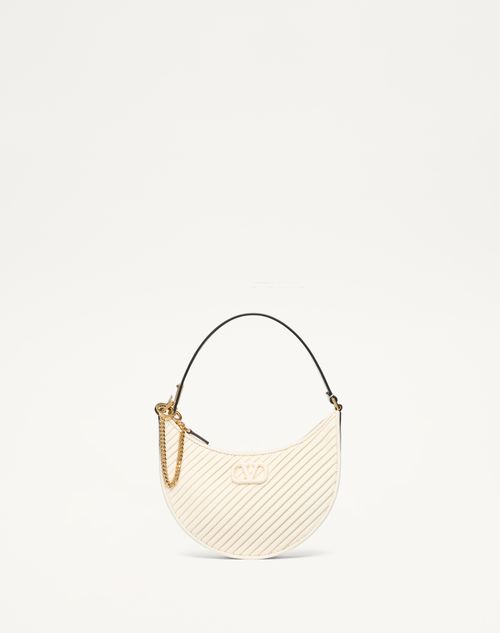 Valentino Garavani - Mini Vlogo Signature Hobo Bag In Leather - Ivory - Woman - Valentino Garavani Vlogo Signature